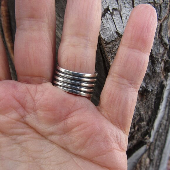 Beautiful Flashy Sterling Silver Large Opal Ring Wide Band Size 7 Fits 6.5-6.75 - Picture 12 of 16